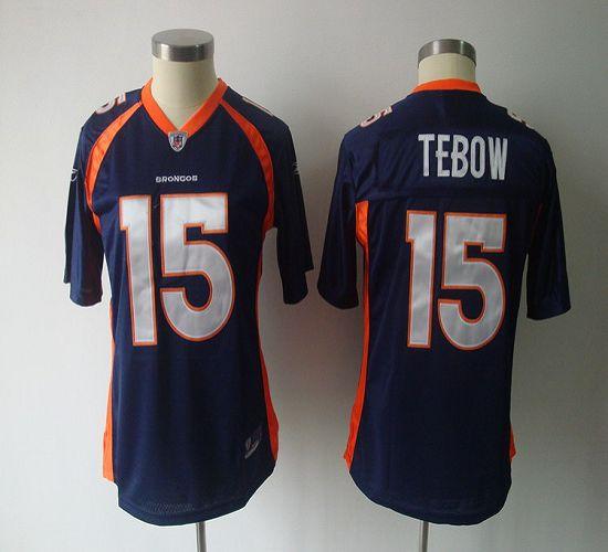 Broncos #15 Tim Tebow Blue Women's Team Color Stitched NFL Jersey